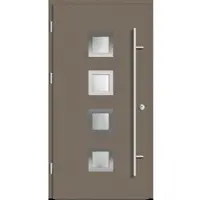 Haustuerenland.de Aluminium Haustür "ANTOINETTE" 82 mm RC2 Beigegrau RAL 7006 beidseitig außen öffnend DIN links