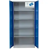 Proregal Stahlschrank Bee 4 Fachböden HxBxT 195 x 92 x 60 cm Pulverbeschichtetes & Verstärktes Fachbodenmaterial Grau & Blau