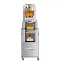 Frucosol elektr. Orangenpresse Freezer rollbar für 20-25 Orangen/Min. mit autom. Zufuhr 12kg & 7L Kühltank Saftpresse Entsafter Edelstahl