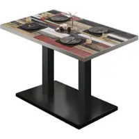GGM Möbel BM | Bistrotisch | B:T:H 120 x 70 x 75 cm | Vintage Bunt / Schwarz | Rechteckig | Edelstahl Rand