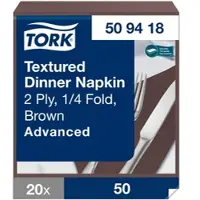 Tork Textured Dinnerservietten Braun, 1/4‐Falz, 2‐lagig, 38 cm × 39 cm, 20 × 50 ...