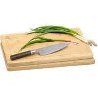 Rosenstein & Söhne 2er-Set XL-Bambus-Schneidebretter mit Saftrille, 45 x 30 cm