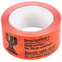 BB-Verpackungen 216 Rollen Rolle Klebeband PVC “Bruchgefahr“ (50 mm x 60 m) signalrot Paketband Transport Umzug Versand