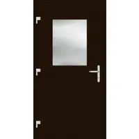 Haustuerenland.de RC2 Nebeneingangstür Aluminium "HEDWIG" 69 mm Dunkelbraun RAL 8077 außen öffnend DIN links