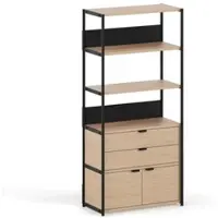 TIPTOE - Unit Regalsystem, H 180 x 84 cm, inkl. 1 Tür und 1 Schublade, Eiche / graphite black