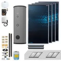 WOLF-Garten Wolf Solar-Paket 9,2 m2 mit 4 Flachkollektoren CFK-1, SM1-2 Regelung und Solarspeicher SEM-1-500