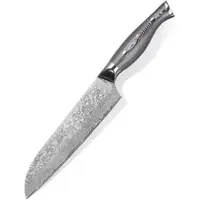 WOLFCUT - Damaskus Santokumesser 18,5 cm Klinge 67-lagiger Damaszenerstahl mit Geschenkbox