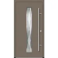Haustuerenland.de Aluminium Landhaustür "AURORA" 82 mm RC2 Diamant-Applikationen Beigegrau RAL 7006 beidseitig innen öffnend DIN rechts