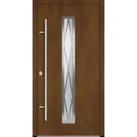 Haustuerenland.de Aluminium Landhaustür "AURORA" 82 mm RC2 Diamant-Applikationen Golden Oak holzähnlich beidseitig innen öffnend DIN links