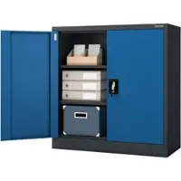 Jan Nowak Aktenschrank Abschließbar BEATA mit Flügeltüren 93 x 90 x 40 cm Anthrazit-Blau