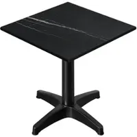 GGM Möbel CPBL | HPL Bistro Tisch | B:T:H 60 x 60 x 78 cm | Schwarz-Marmor / Aluminium Schwarz | Klappbar + Zusatzgewicht | Quadratisch