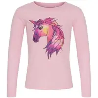 Equipage Kinder Shirt Longsleeve rosa mit buntem Einhornmotiv, Größe: 98/104