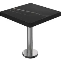 GGM Möbel BML | Bistro Tisch | 70 x 70 x 77 cm | Quadratisch | Schwarzer Rand | Schwarz Marmor / Edelstahl