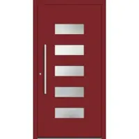 Haustuerenland.de Aluminium Haustür "FRANCA" 60 mm RC2 Purpurrot RAL 3004 beidseitig innen öffnend DIN links