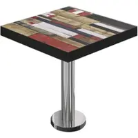 GGM Möbel BML | Bistro Tisch | 80 x 80 x 77 cm | Quadratisch | Schwarzer Rand | Vintage Bunt / Edelstahl