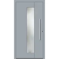 Haustuerenland.de Aluminium Haustür nach Maß "BABETTE" 60 mm RC2 Fenstergrau RAL 7040 beidseitig innen öffnend DIN rechts