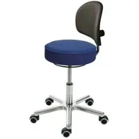 Proregal Drehhocker Indianapolis, Rückenlehne, Sitzh√∂he 45-59cm, Tragfähigkeit 110kg, Kunstleder-Sitz, Aluminium-Fußkreuz, Rollen, Atollblau