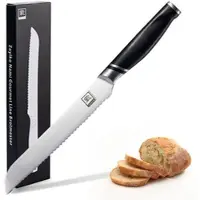 Zayiko NAMI Brotmesser 20,50 cm Klinge I Scharfes Küchenmesser und Profi Kochmesser aus deutschem Stahl mit ABS Griff und Geschenkbox
