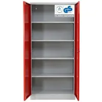 Proregal Stahlschrank BEE mit 10 lackierten Fachböden | HxBxT 195x92x42cm | Grau-Rot | Werkstattschrank Werkzeugschrank Aktenschrank Universalschrank