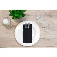 Sovie HORECA XL Besteckserviette in Schwarz aus Linclass Airlaid 48 x 40 cm, 75 Stück