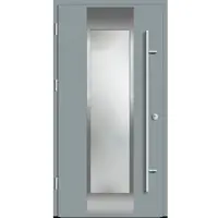 Haustuerenland.de Aluminium Haustür "BENJA" 82 mm RC2 Silbergrau RAL 7001 beidseitig außen öffnend DIN links