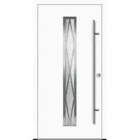Haustuerenland.de Aluminium Landhaustür "AURORA" 82 mm RC2 Diamant-Applikationen Weiß RAL 9016 beidseitig innen öffnend DIN rechts