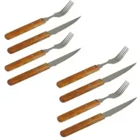 GVK Steakbesteck Pizzabesteck mit Holzgriff - 8 teilig