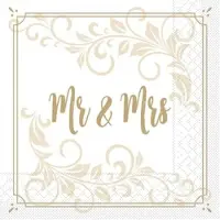 Sovie HORECA Serviette -Mr & Mrs (Ornament) - aus Tissue 33 x 33 cm, 3-lagig, 100 Stück