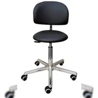 Proregal Drehhocker Indianapolis High, Rückenlehne, Sitzhöhe 54-72cm, Tragfähigkeit 110kg | Kunstleder-Sitz, Aluminium-Fußkreuz, Rollen, Pilz Schwarz