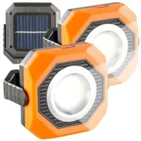 Pearl 2er-Set Solar-Camping- & Arbeits-Lampe, 6W, 300lm, 1.200mAh, Magnet