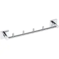 BRILLANTBAD META Hakenleiste 5 Haken Messing Chrom 70x415x55 mm für Bad & Küche >> zum Bohren