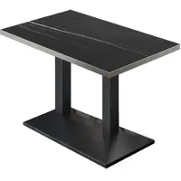 GGM Möbel BPA | Bistro Tisch | 130 x 80 x 78,5 cm | Rechteckig | Edelstahl Rand | Schwarz Marmor/ Schwarz