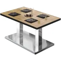 GGM Möbel BM | Bistro Loungetisch | B:T:H 120 x 70 x 41 cm | Eiche / Edelstahl