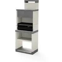 MAESTRO FERRETERO MF - Einbaugrill für Holz und Holzkohle Modell PLAN 1 MAX (Grau/Weiß - 78 x 47 x 203 cm) REF: T00873