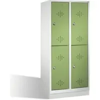C+P Doppelstockspind Classic auf Sockel, 4 Fächer, H1800xB810xT500mm Front Resedagrün Korpus Lichtgrau