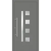 Haustuerenland.de Smarte Haustür "HENRIETTE" 79 mm RC2 mit Fingerprint Graualuminium RAL 9007 innen öffnend DIN links