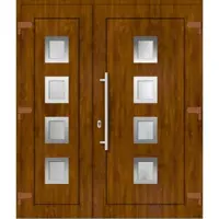 Haustuerenland.de Kunststoff Haustür zweiflügelig "FABIENNE" 71 mm Golden Oak holzähnlich beidseitig außen öffnend DIN rechts