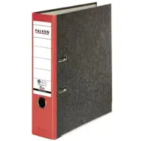 Falken 80024516 20x Recycling-Wolkenmarmor-Ordner A4, farbiger Rücken 80mm - Grau - Rücken rot