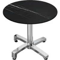 GGM Möbel CPBC | HPL Bistro Tisch | Ø:H 70 x 78 cm | Schwarz Marmor / Aluminium | Klappbar + Zusatzgewicht | Rund