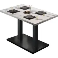 GGM Möbel BM | Bistrotisch | B:T:H 120 x 70 x 75 cm | Weiß Marmor / Schwarz | Rechteckig | Edelstahl Rand