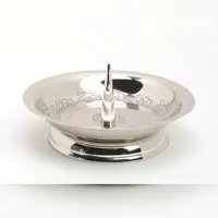 Kerzenteller Messing vernickelt Silber poliert mit Dorn für Kerzen √ò 10 cm Außen √ò 14 cm