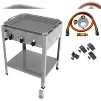 ChattenGlut ChattenTec Professional doppelwandiger Gastrobräter 3-flammig Standgerät 12 kW, Flüssiggas 650x530x830 mm mit Gewerberegler und Pfanne