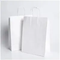 Espírito rebelde 100 Weiße Papiertüten mit Henkeln 32X12X42cm - Tasche für Einkäufe, Geschenke, Hochzeiten