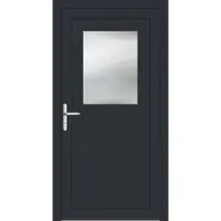 Haustuerenland.de RC2 Nebeneingangstür Aluminium "HEDWIG" 69 mm Anthrazit RAL 7016 beidseitig innen öffnend DIN links