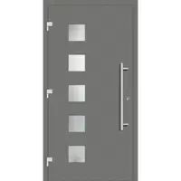 Haustuerenland.de Haustür mit Fingerprint "ELISABETH" 79 mm RC2 Graualuminium RAL 9007 beidseitig außen öffnend DIN links