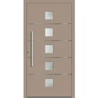Haustuerenland.de SCHÜCO Aluminium Haustür "AMAR" ADS 75.SI RC2 Graubeige RAL 1019 beidseitig innen öffnend DIN links