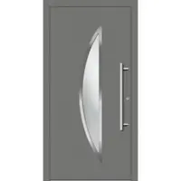 Haustuerenland.de Smarte Haustür "GERALDINE" 79 mm RC2 mit Fingerprint Graualuminium RAL 9007 innen öffnend DIN rechts