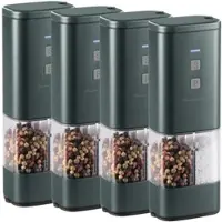 Rosenstein & Söhne 4er Set 2in1-Akku-Salz- und Pfeffermühle mit Keramik-Mahlwerk
