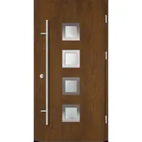 Haustuerenland.de Aluminium Haustür "ANTOINETTE" 82 mm RC2 Golden Oak holzähnlich beidseitig außen öffnend DIN rechts