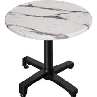 GGM Möbel WBO | Bistro Außen Tisch | Ø:H 70 x 78,5 cm | Weiß Marmor / Schwarz | Rund | Zusatzgewicht